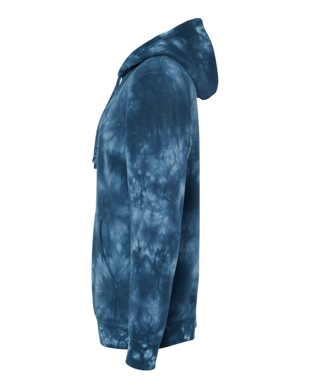 Left View of Tie Dye Navy Midweight Tie-Dyed Hooded Sweatshirt - PRM4500TD