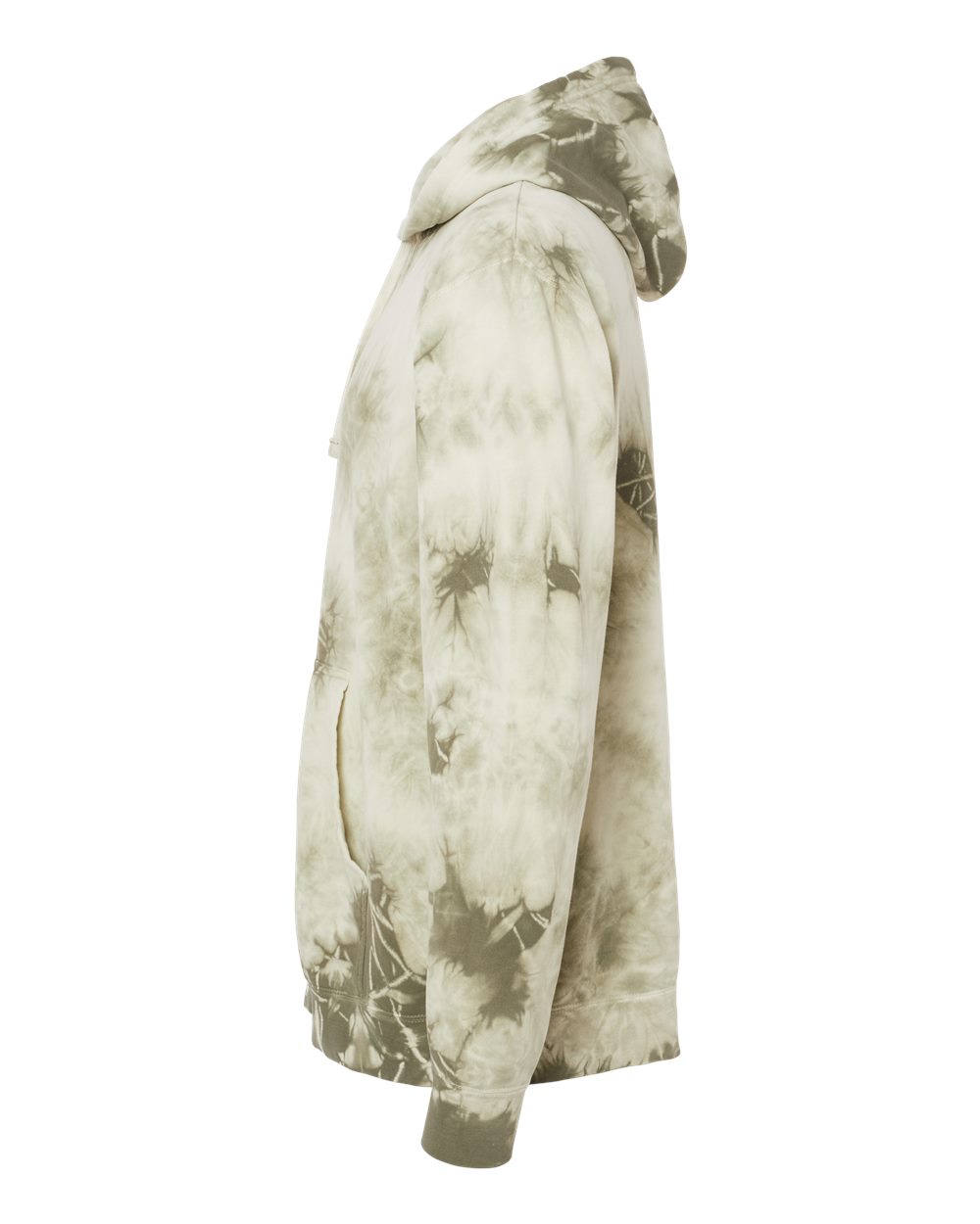 Left View of Tie Dye Olive Midweight Tie-Dyed Hooded Sweatshirt - PRM4500TD