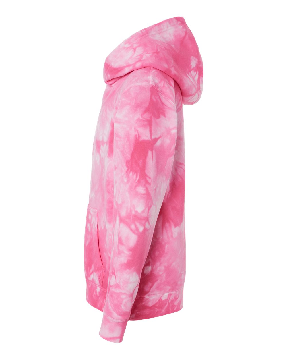 Left View of Tie Dye Pink Youth Midweight Tie-Dyed Hooded Sweatshirt - PRM1500TD