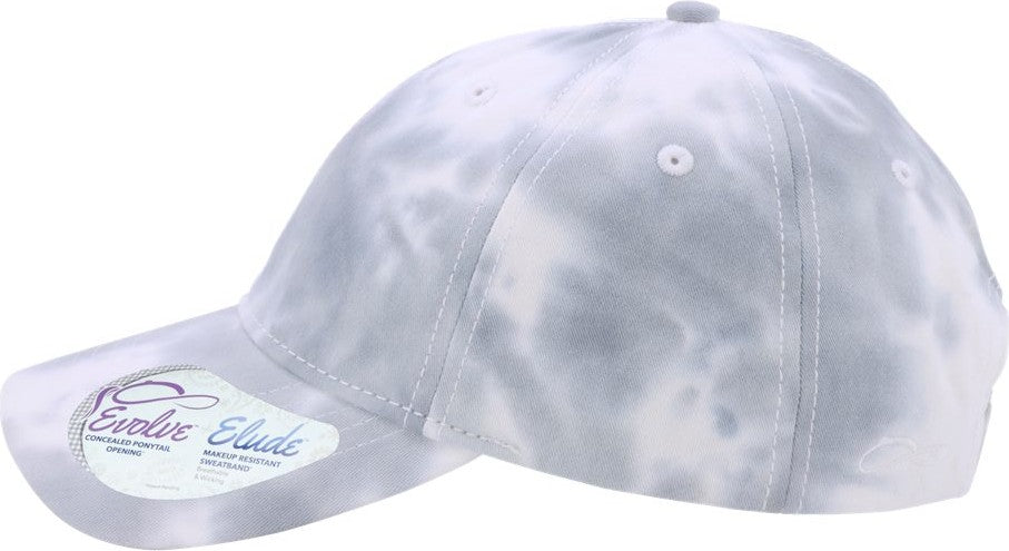 Left View of Tie-Dye Slate Blue Women's Garment-Washed Fashion Print Cap - HATTIE