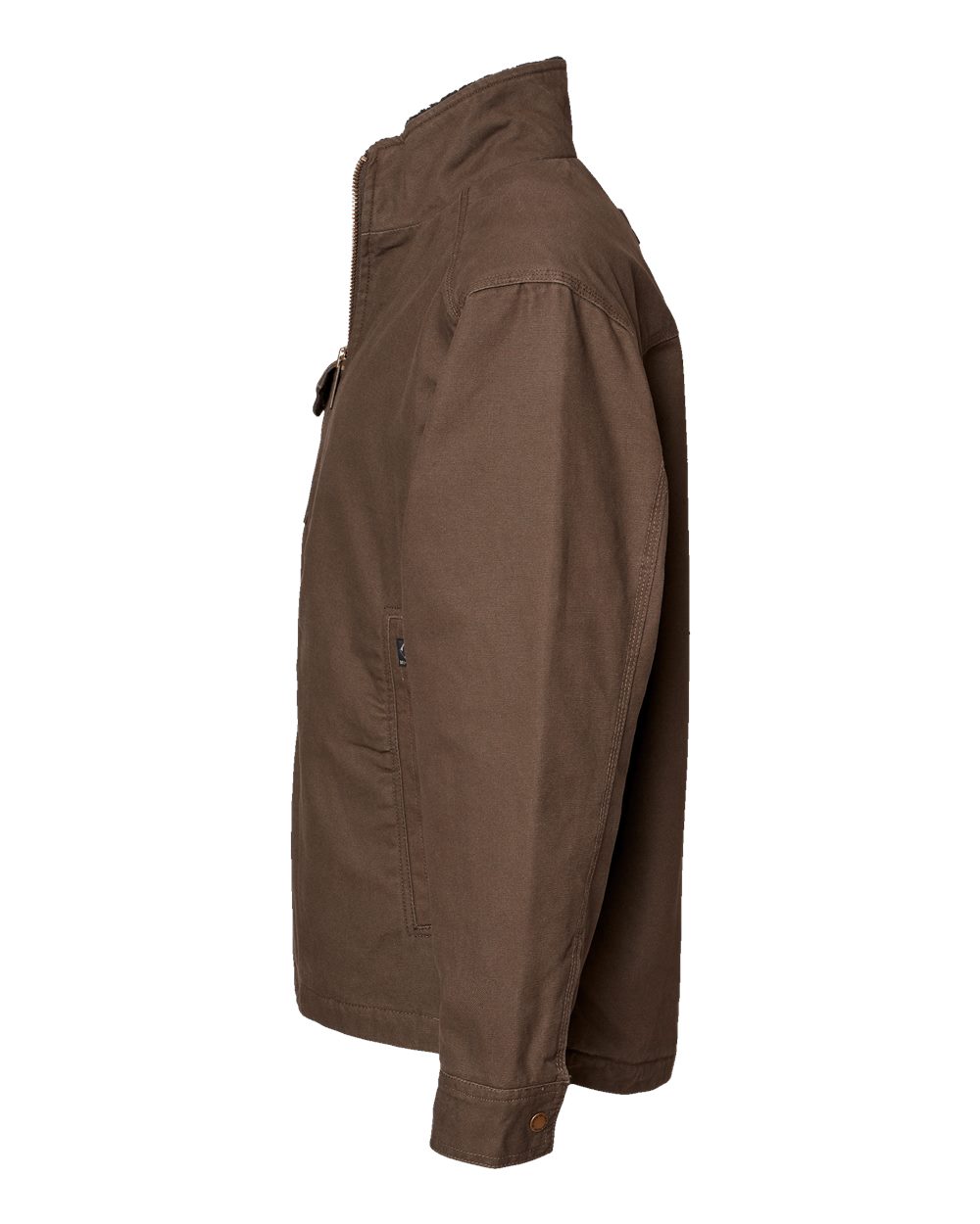 Left View of Tobacco Endeavor Canyon Cloth™ Canvas Jacket with Sherpa Lining - 5037
