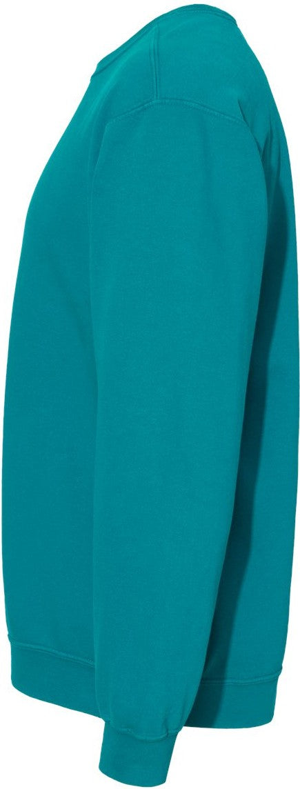 Left View of Topaz Blue Garment-Dyed Sweatshirt - 1566