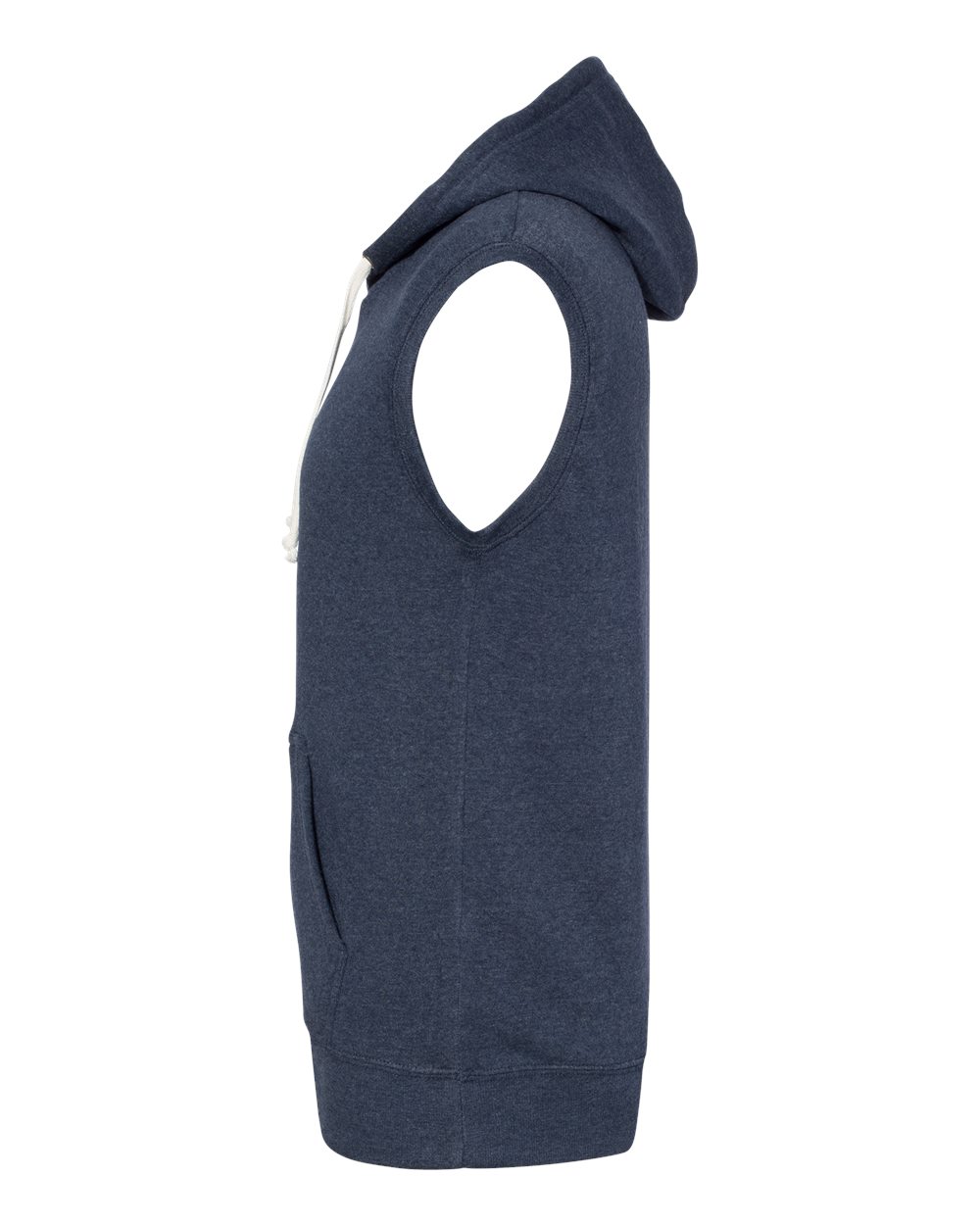 Left View of True Navy Triblend Triblend Sleeveless Hooded Sweatshirt - 8877