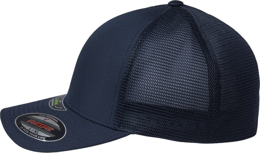 Left View of True Navy Unipanel™ Trucker Cap - 5511UP