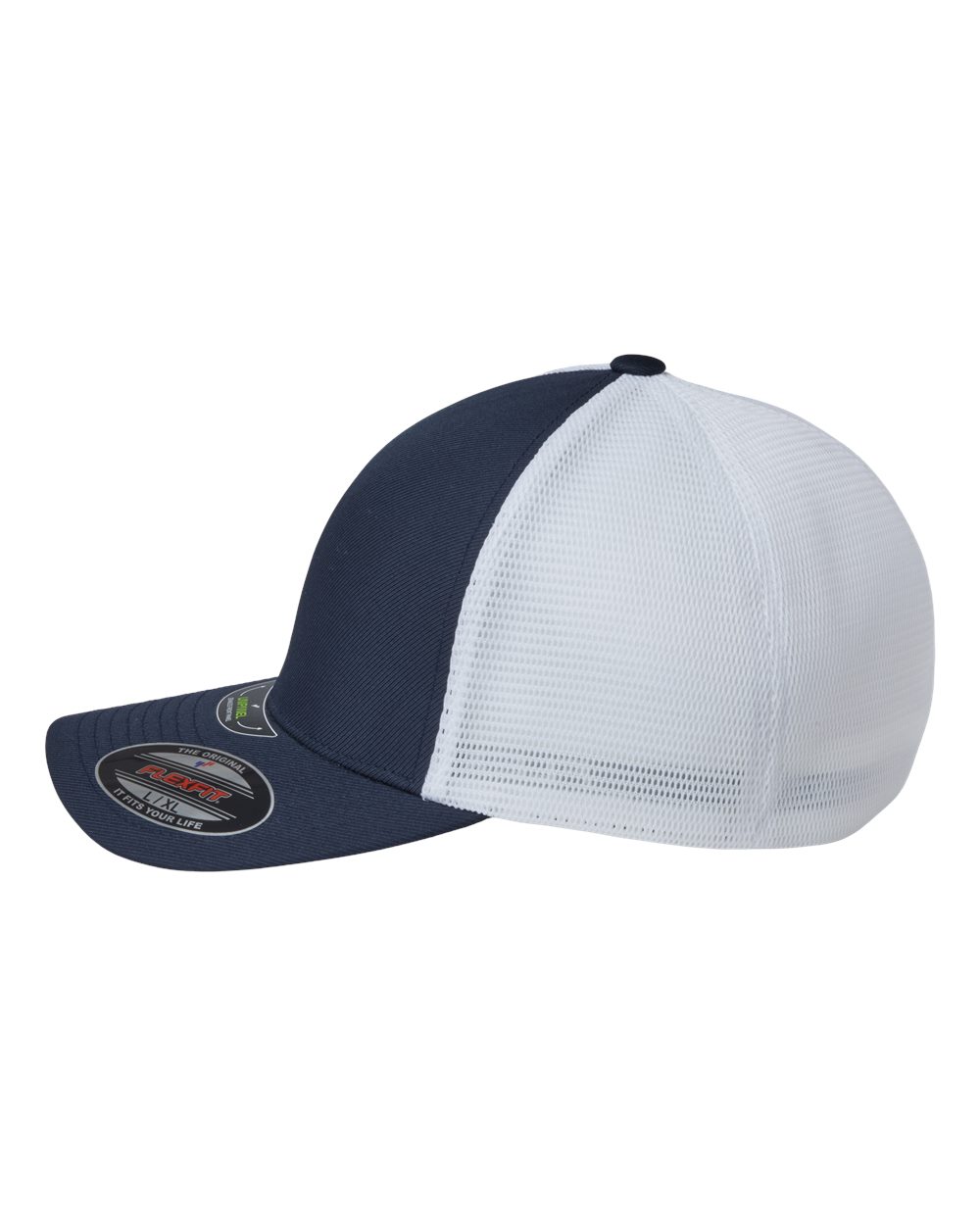 Left View of True Navy/ White Unipanel™ Trucker Cap - 5511UP