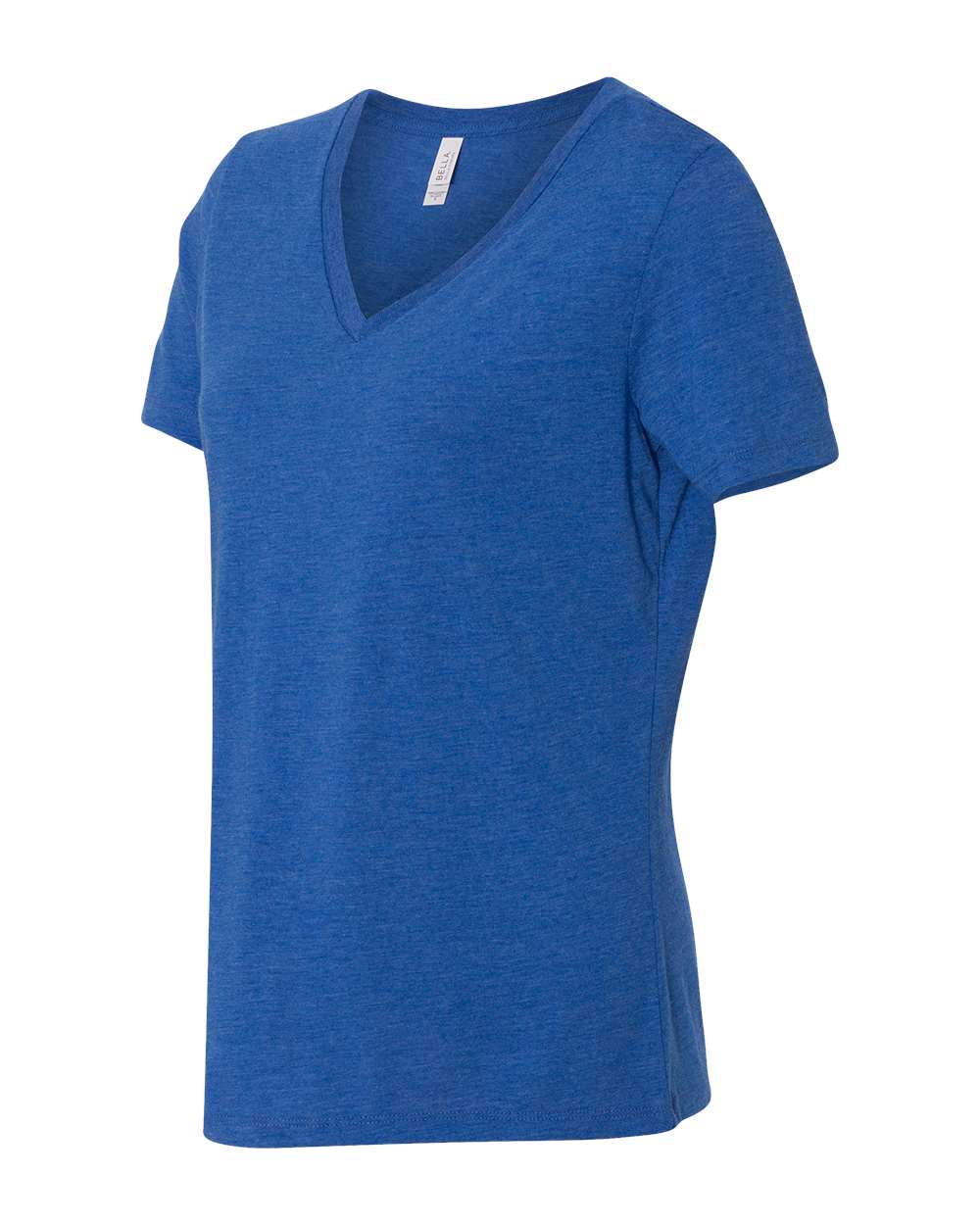 Left View of True Royal Triblend Women's Relaxed Triblend Short Sleeve V-Neck Tee - 6415