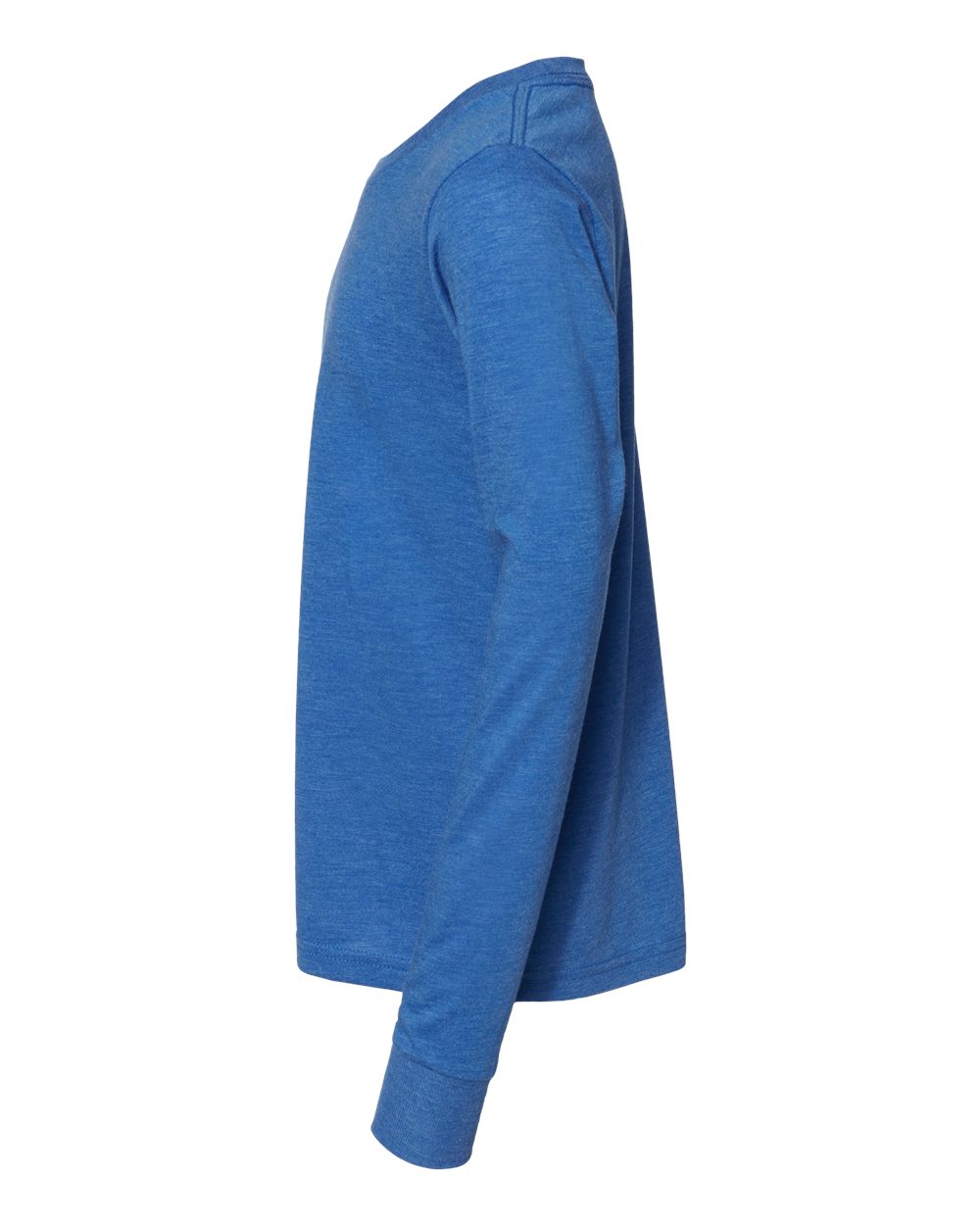 Left View of True Royal Triblend Youth Triblend Long Sleeve Tee - 3513Y