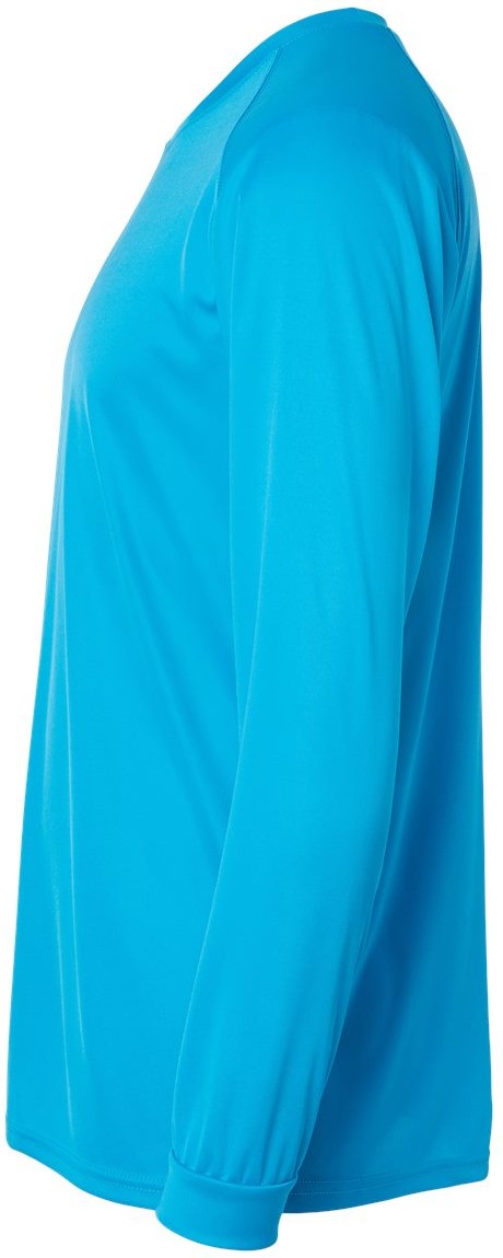 Left View of Turquoise Long Islander Performance Long Sleeve T-Shirt - 210
