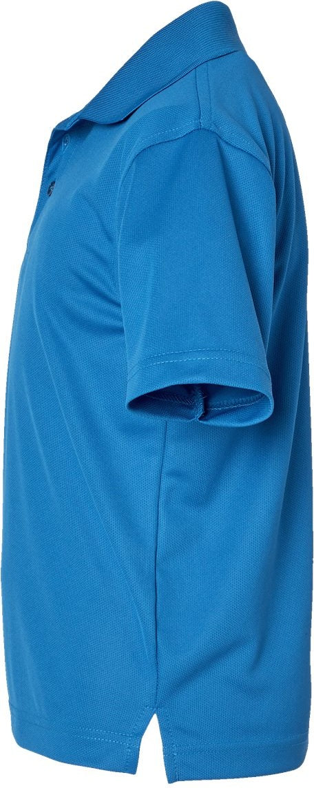 Left View of Turquoise Youth Saratoga Performance Mini Mesh Polo - 108Y
