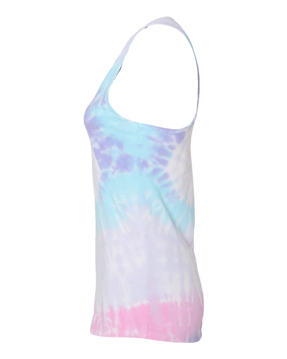 Left View of Unicorn Women's Tie-Dyed Racerback Tank Top - 3400