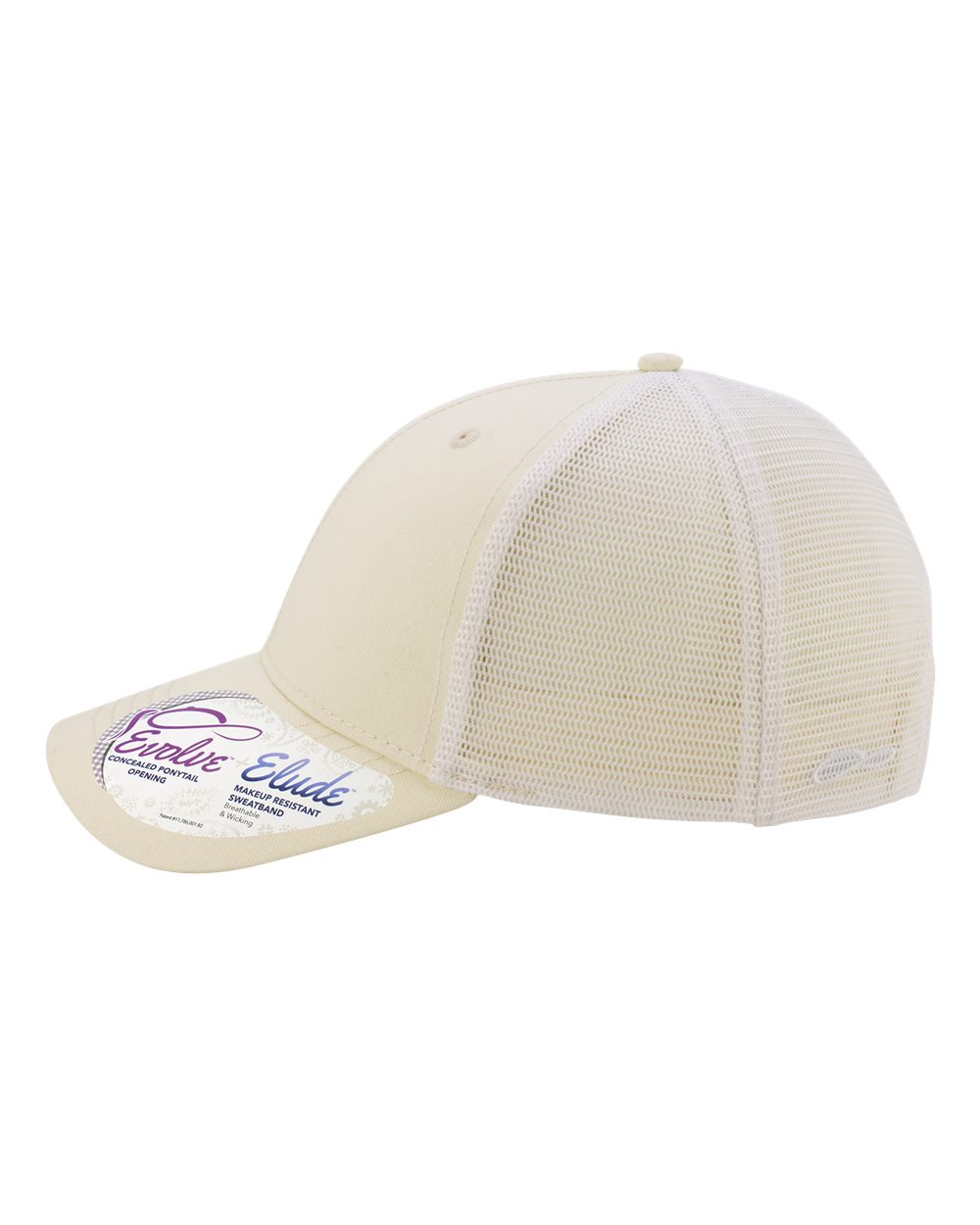 Left View of Vanilla/ White Women's Modern Trucker Cap - CHARLIE