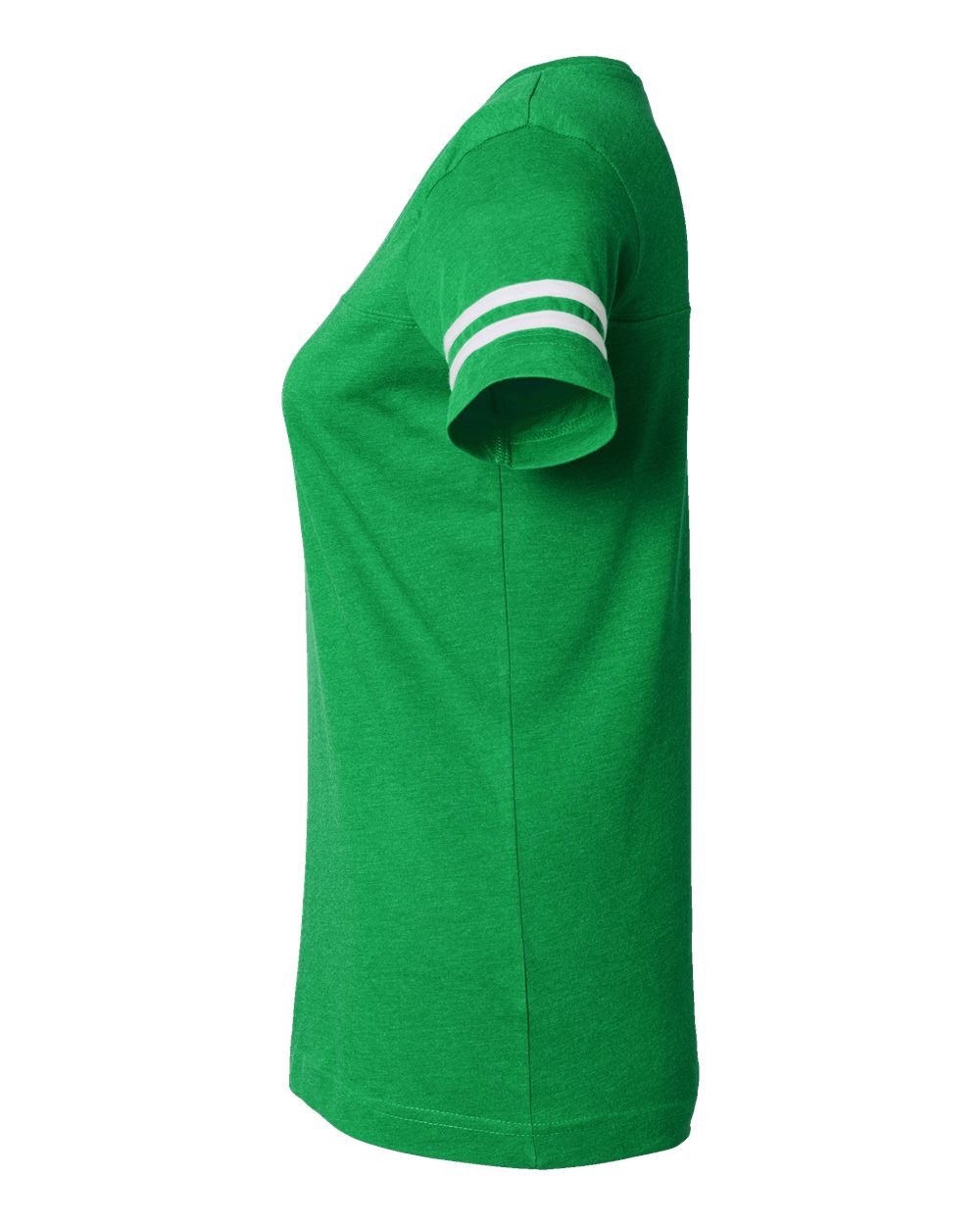 Left View of Vintage Green/ White Women's Football V-Neck Fine Jersey Tee - 3537
