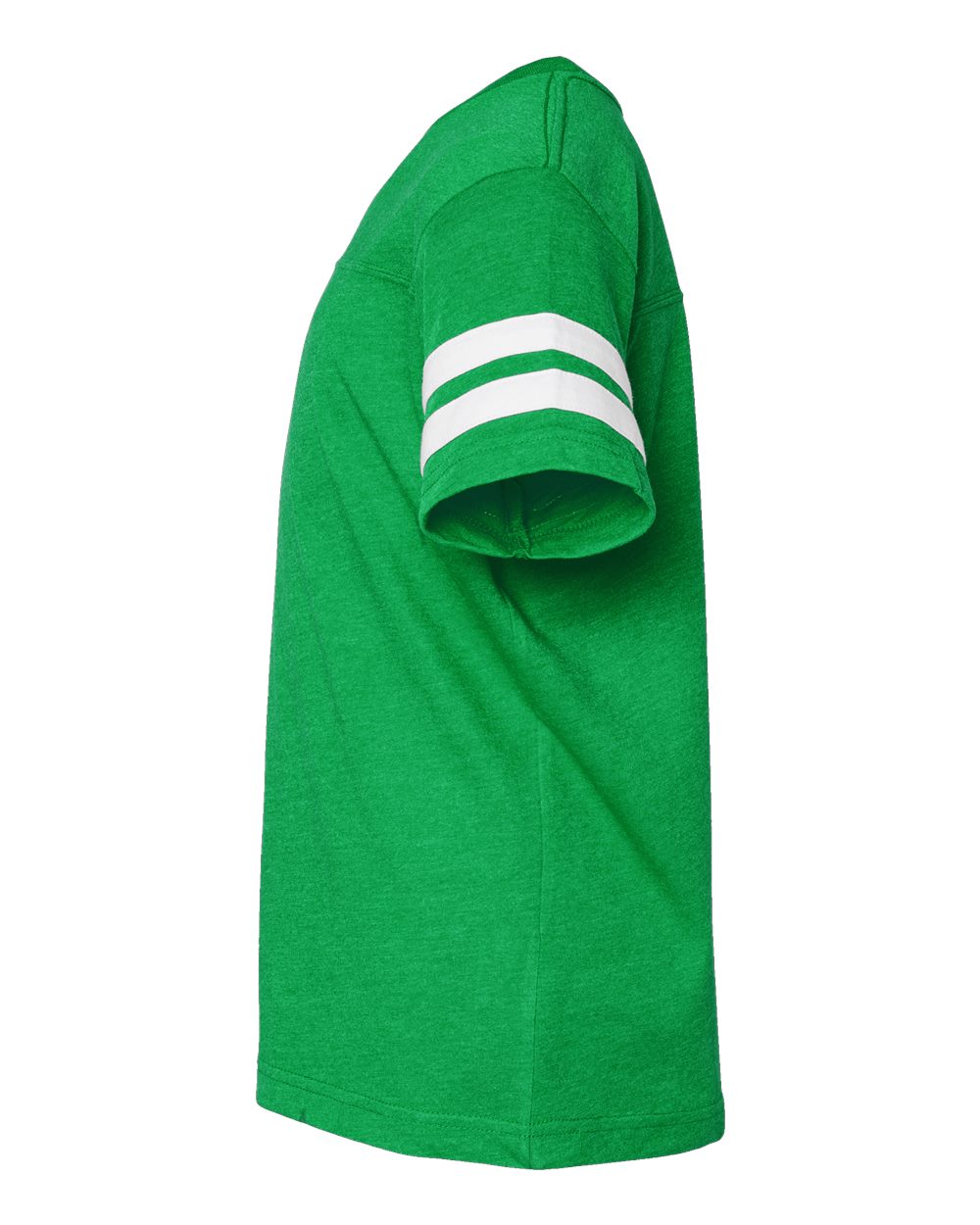 Left View of Vintage Green/ White Youth Football Fine Jersey Tee - 6137