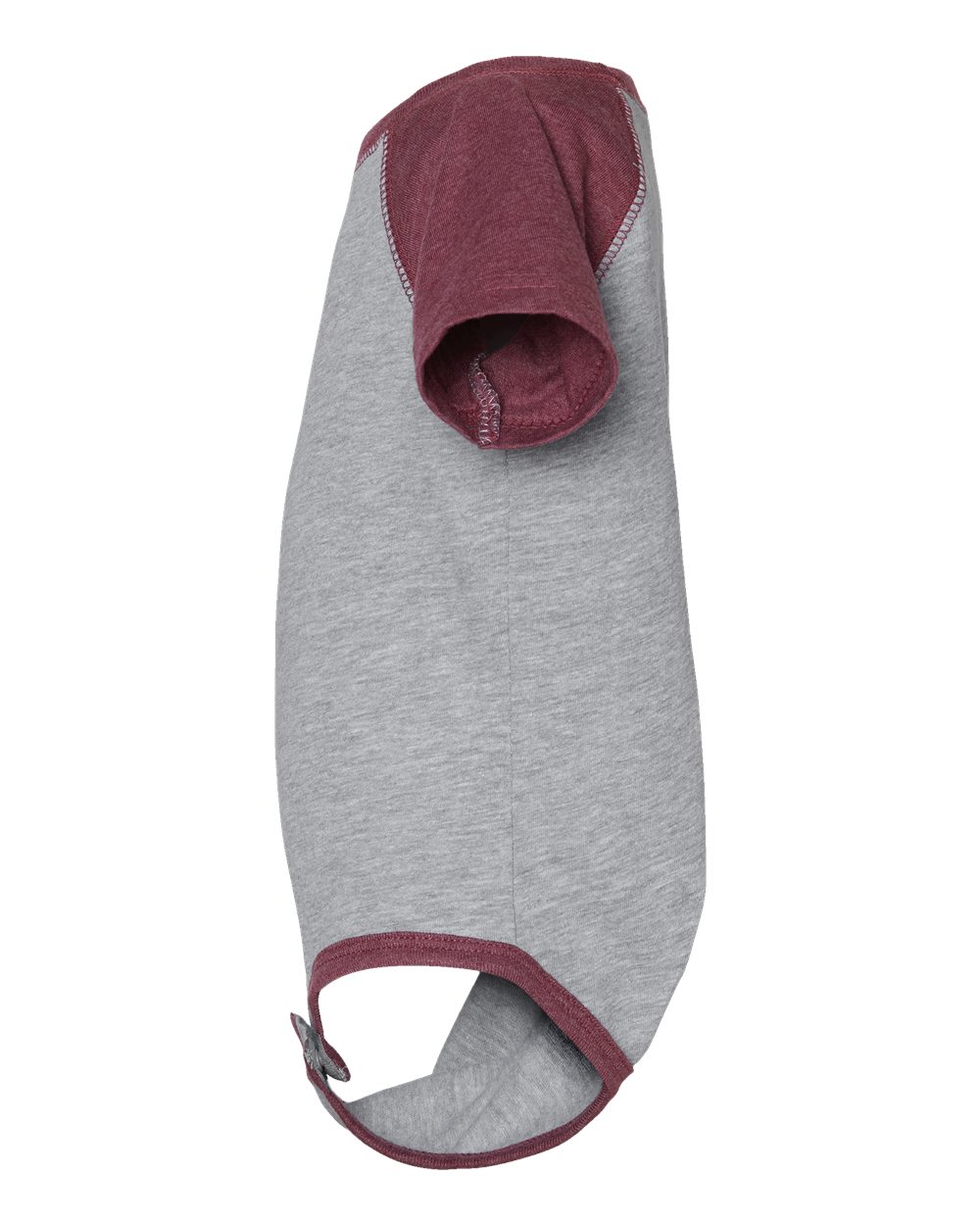 Left View of Vintage Heather/ Vintage Burgundy Infant Baseball Fine Jersey Bodysuit - 4430