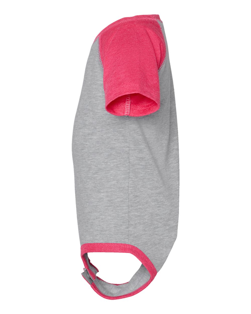 Left View of Vintage Heather/ Vintage Hot Pink Infant Baseball Fine Jersey Bodysuit - 4430