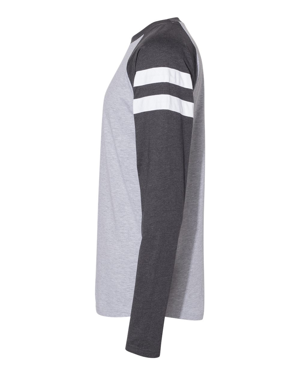 Left View of Vintage Heather/ Vintage Navy Fine Jersey Mash Up Long Sleeve Tee - 6934