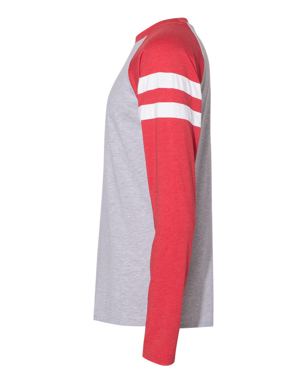 Left View of Vintage Heather/ Vintage Red Fine Jersey Mash Up Long Sleeve Tee - 6934