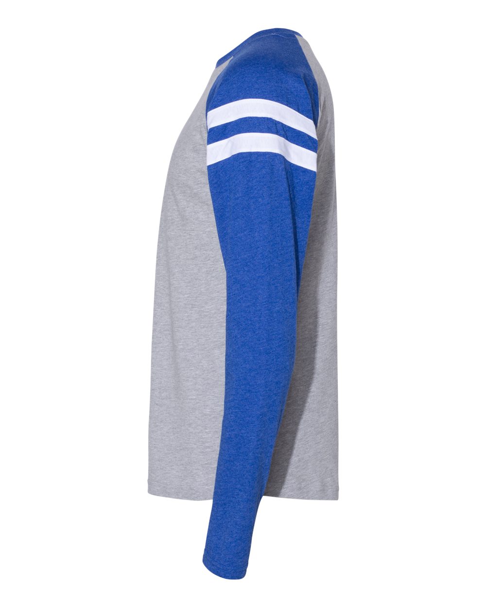 Left View of Vintage Heather/ Vintage Royal Fine Jersey Mash Up Long Sleeve Tee - 6934