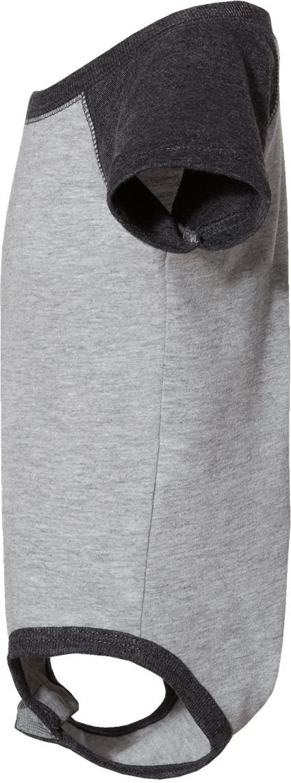 Left View of Vintage Heather/ Vintage Smoke Infant Baseball Fine Jersey Bodysuit - 4430