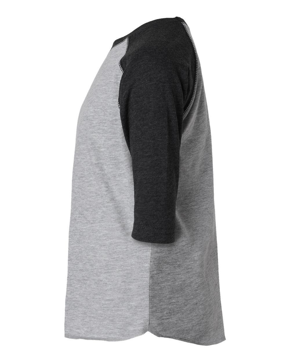 Left View of Vintage Heather/ Vintage Smoke Toddler Baseball Fine Jersey Three-Quarter Sleeve Tee - 3330