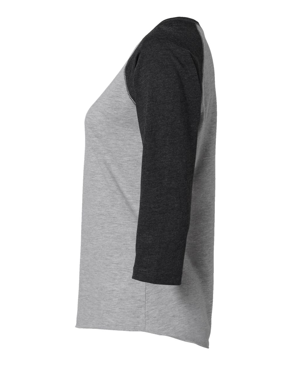 Left View of Vintage Heather/ Vintage Smoke Women's Baseball Fine Jersey Three-Quarter Sleeve Tee - 3530