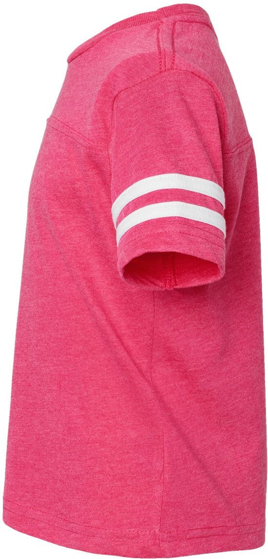 Left View of Vintage Hot Pink/ White Toddler Football Fine Jersey Tee - 3037