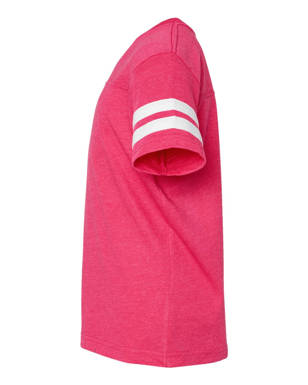 Left View of Vintage Hot Pink/ White Youth Football Fine Jersey Tee - 6137
