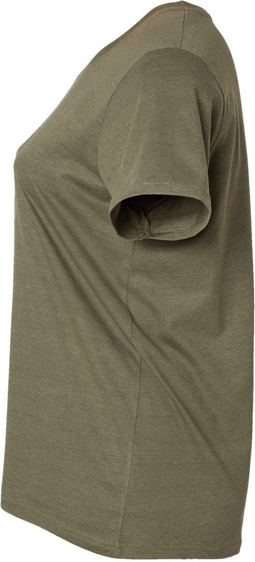 Left View of Vintage Military Green Curvy Collection Women's Fine Jersey Tee - 3816