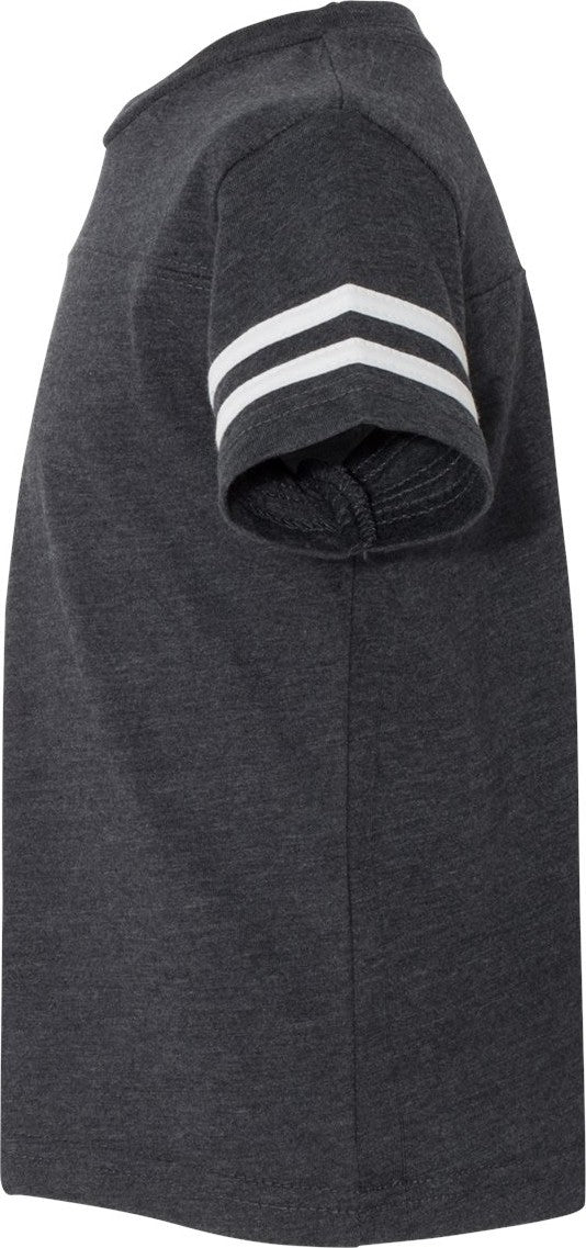 Left View of Vintage Navy/ White Toddler Football Fine Jersey Tee - 3037