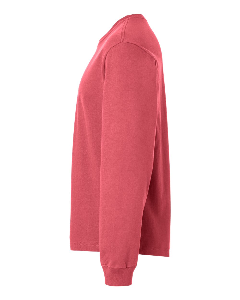 Left View of Vintage Red 7.5 oz Heavyweight Long Sleeve Tee - 4651