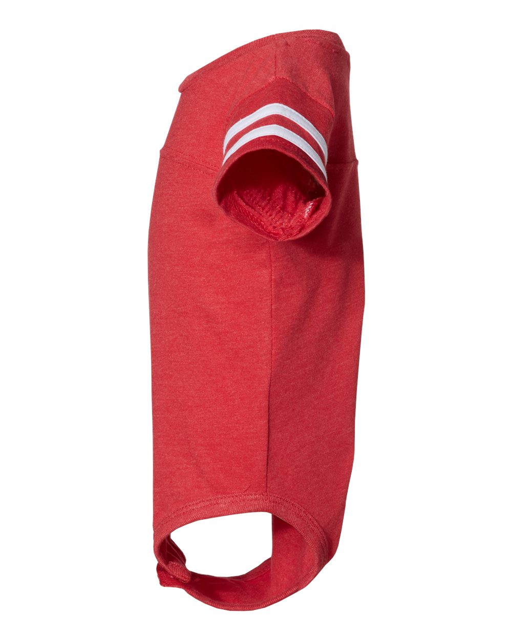 Left View of Vintage Red/ White Infant Football Fine Jersey Bodysuit - 4437