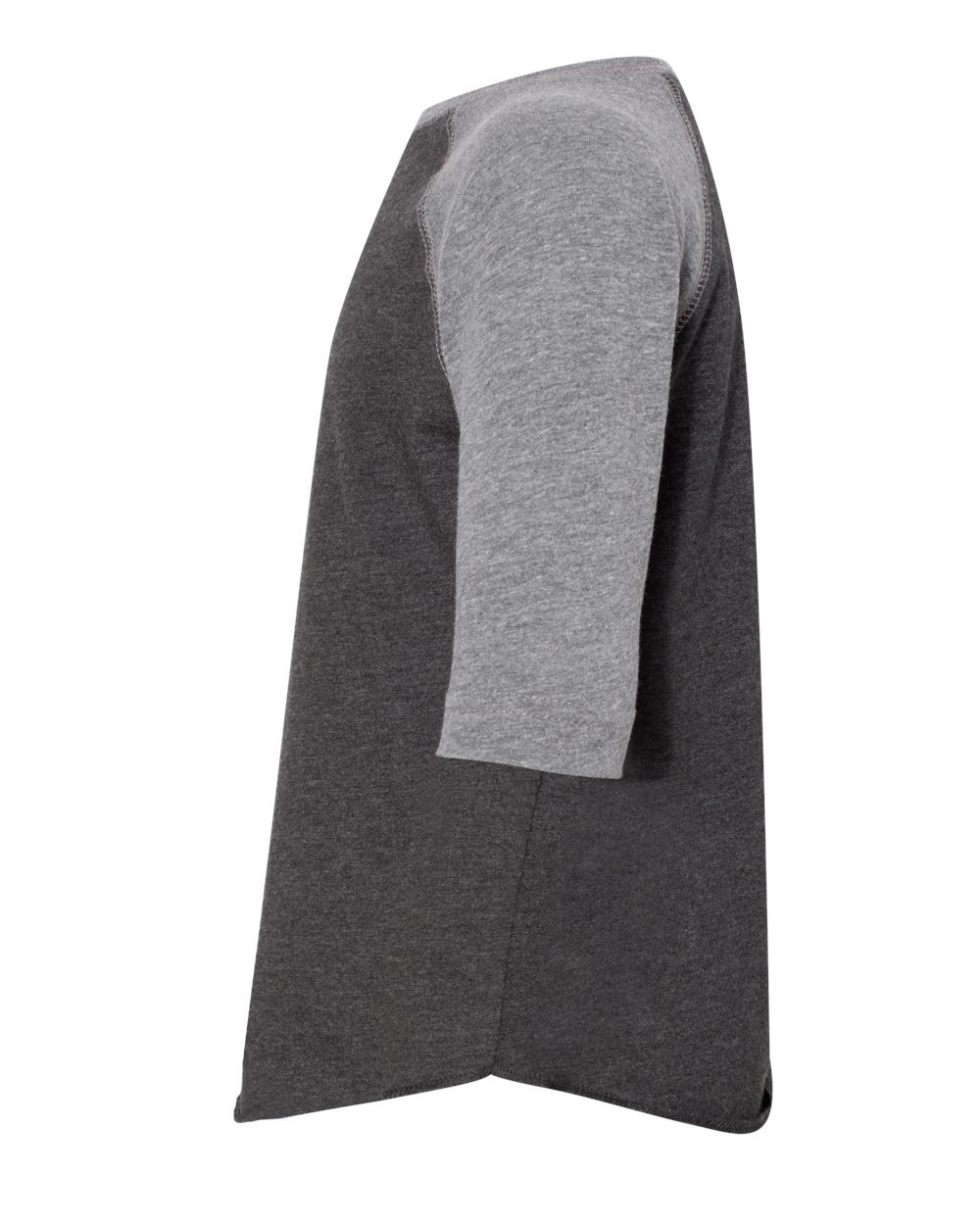 Left View of Vintage Smoke/ Granite Heather Toddler Baseball Fine Jersey Three-Quarter Sleeve Tee - 3330