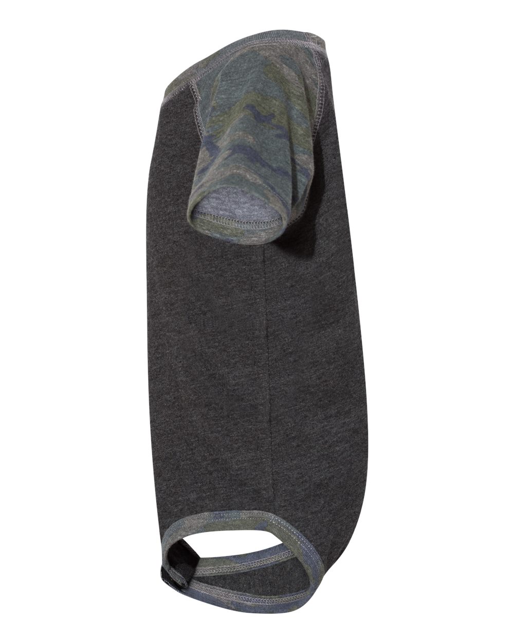 Left View of Vintage Smoke/ Vintage Camo Infant Baseball Fine Jersey Bodysuit - 4430