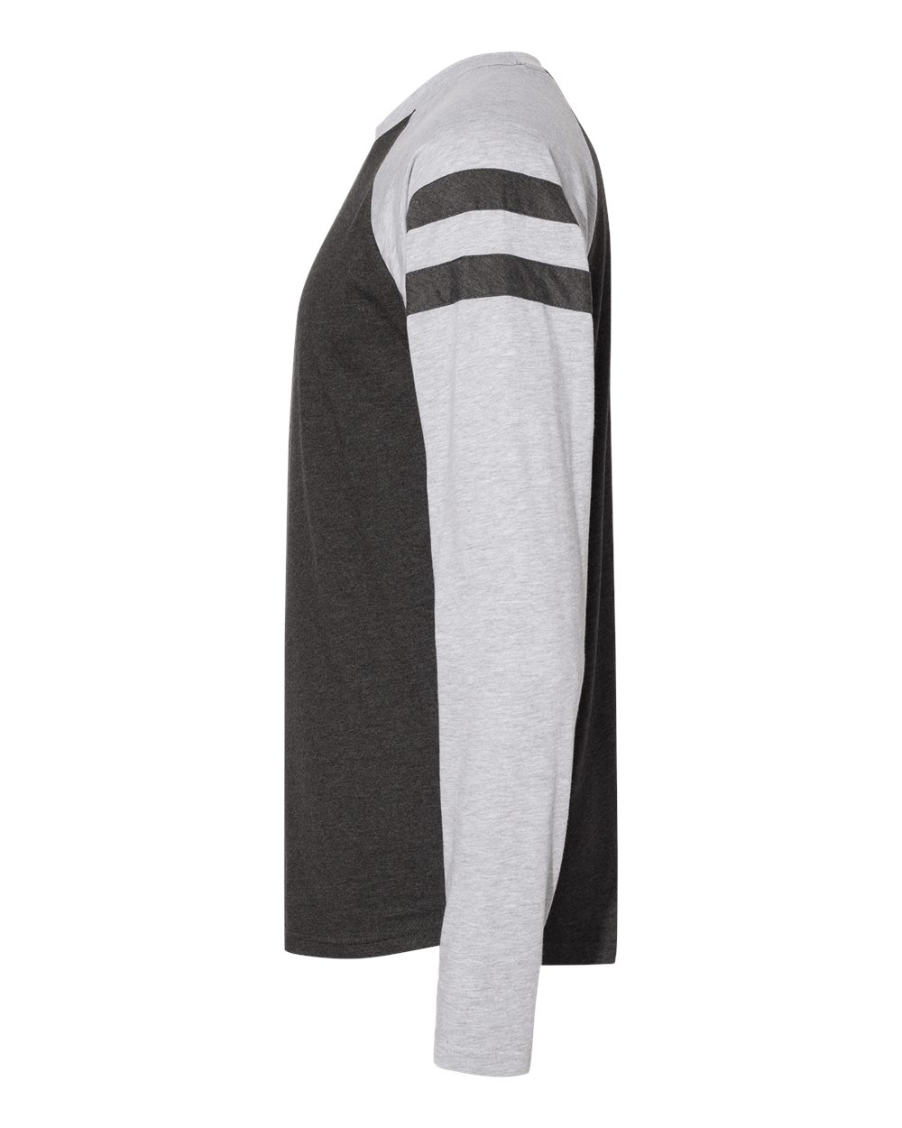 Left View of Vintage Smoke/ Vintage Heather Fine Jersey Mash Up Long Sleeve Tee - 6934