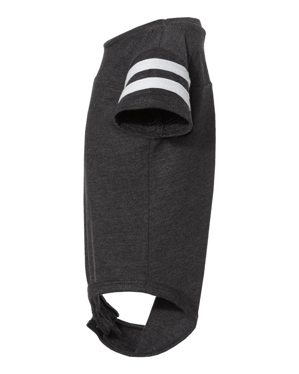 Left View of Vintage Smoke/ White Infant Football Fine Jersey Bodysuit - 4437