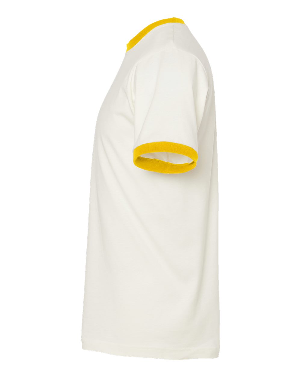 Left View of Vintage White/ Mellow Yellow Fine Jersey Ringer T-Shirt - 246