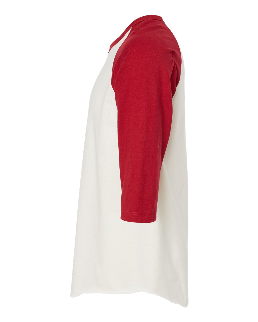 Left View of Vintage White/ Rio Red Fine Jersey Raglan T-Shirt - 245