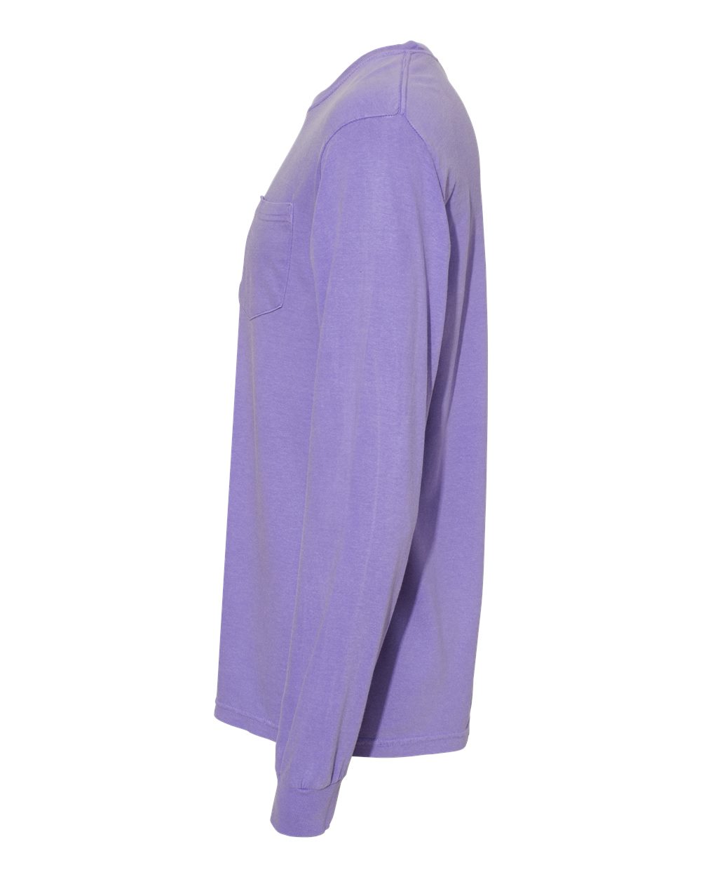 Left View of Violet Garment-Dyed Heavyweight Long Sleeve Pocket T-Shirt - 4410