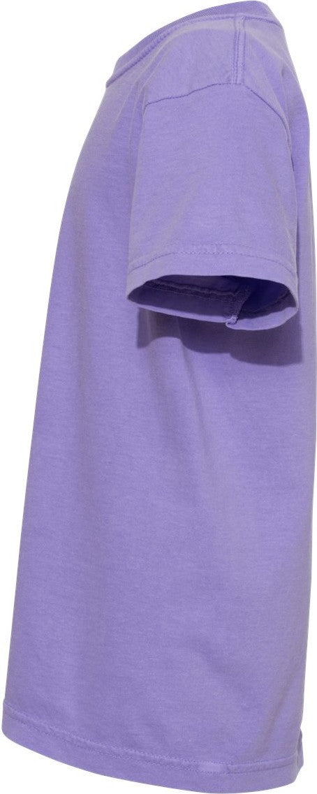 Left View of Violet Garment-Dyed Youth Heavyweight T-Shirt - 9018