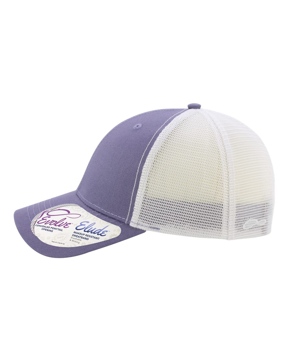 Left View of Violet/ White Women's Modern Trucker Cap - CHARLIE