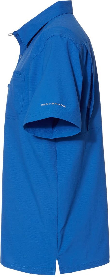 Left View of Vivid Blue PFG Slack Tide™ Camp Shirt - 212484