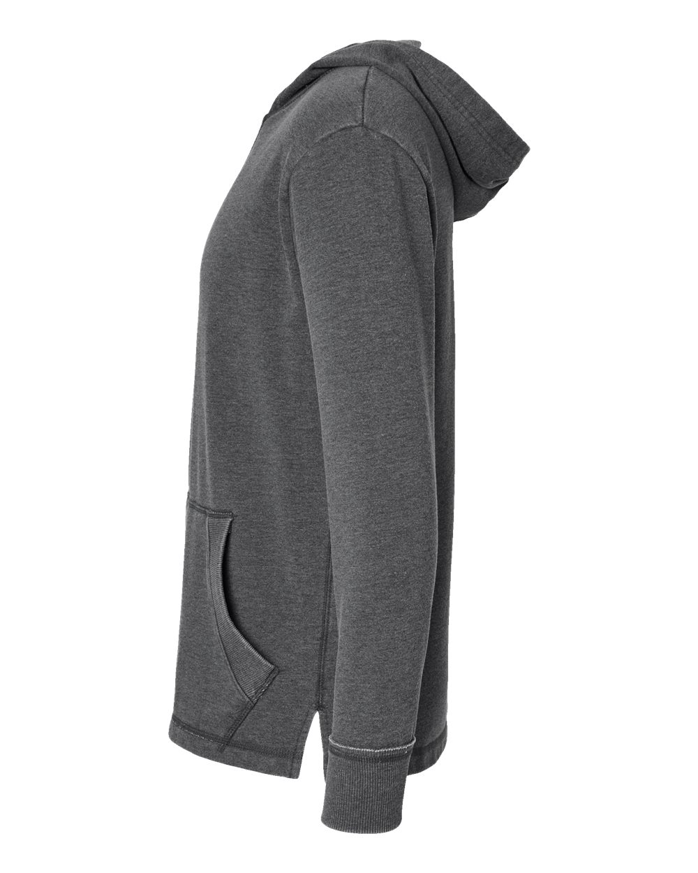 Left View of Washed Black Vintage Wash Fleece Hoodie - 6936