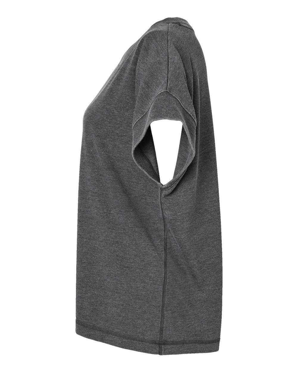 Left View of Washed Black Women's Relaxed Vintage Wash Tee - 3502