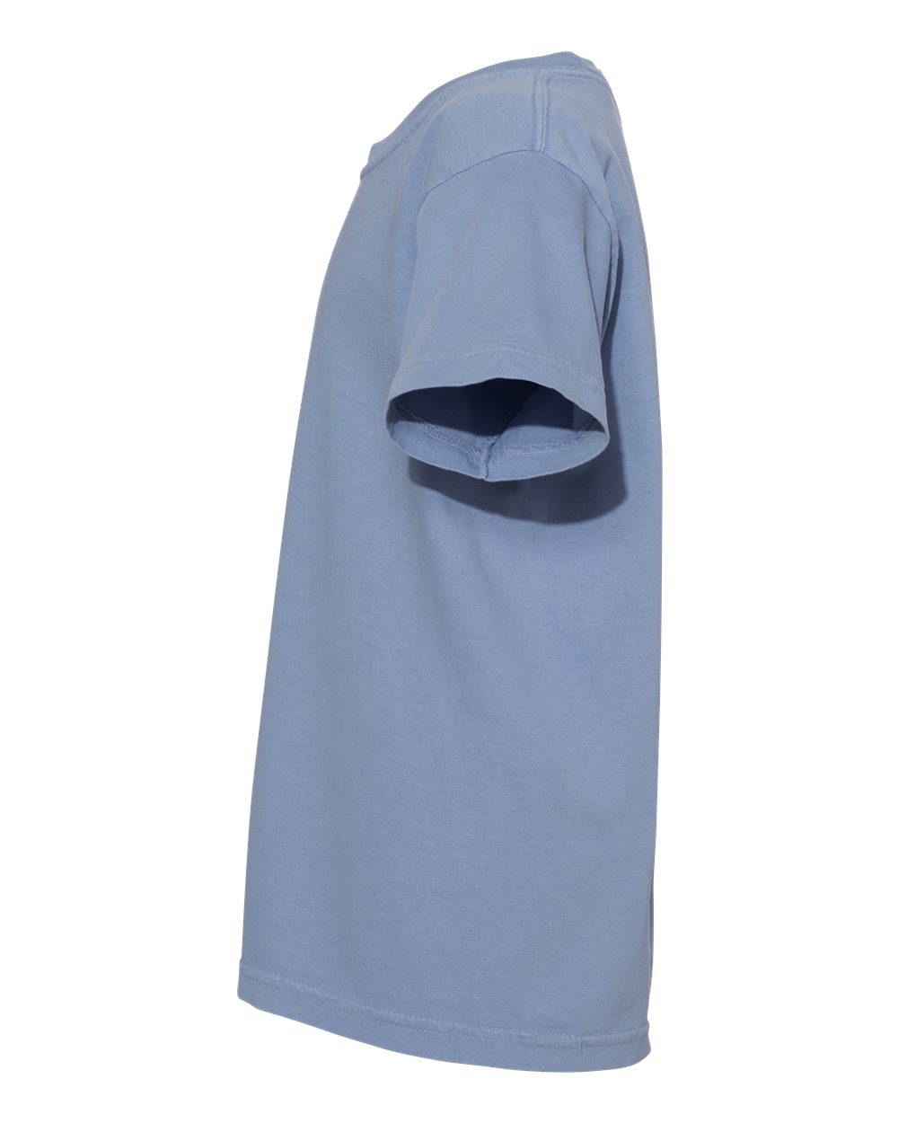 Left View of Washed Denim Garment-Dyed Youth Heavyweight T-Shirt - 9018