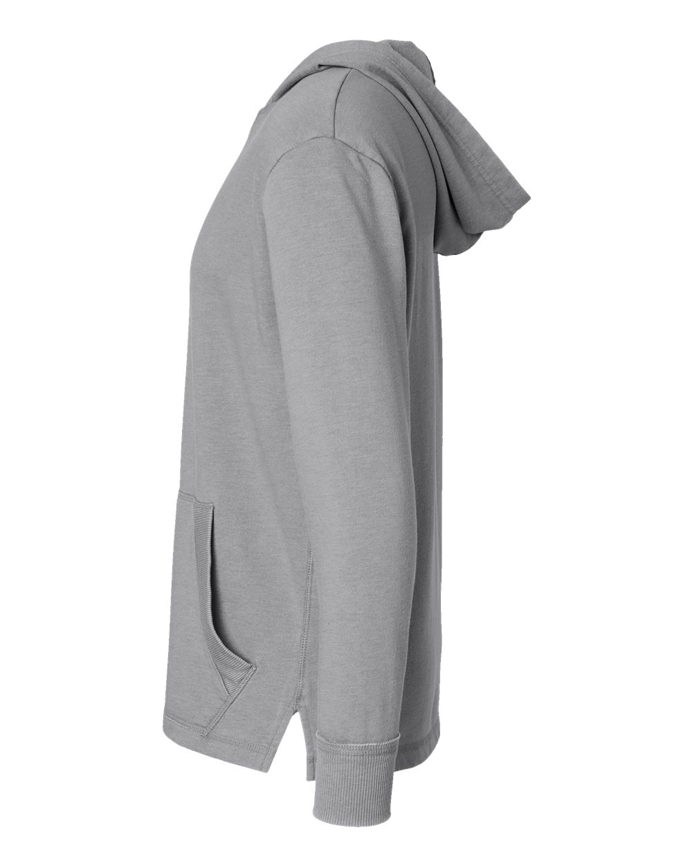 Left View of Washed Grey Vintage Wash Fleece Hoodie - 6936