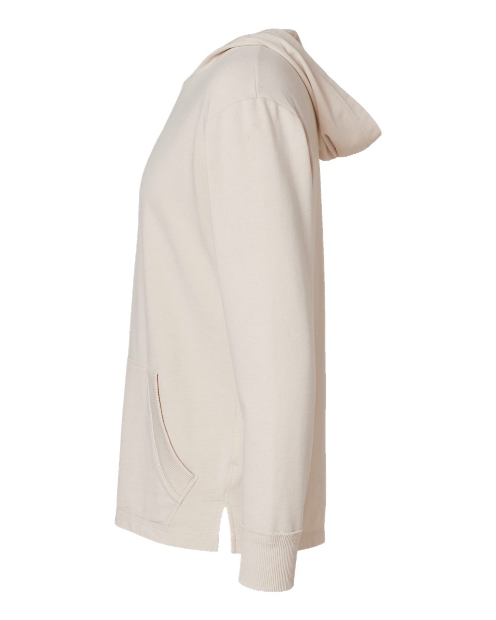 Left View of Washed Natural Vintage Wash Fleece Hoodie - 6936