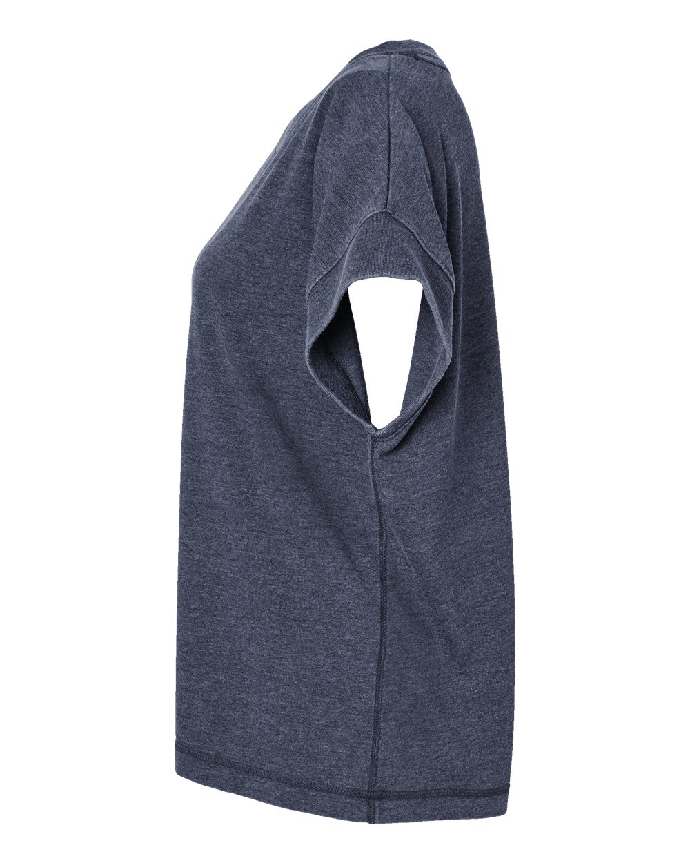 Left View of Washed Navy Women's Relaxed Vintage Wash Tee - 3502