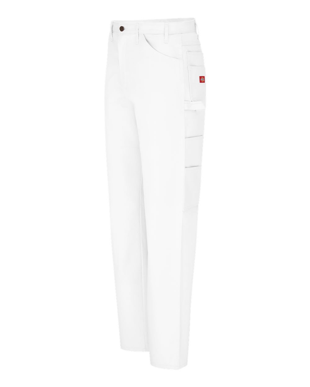 Left View of White - 37 Unhemmed Painter's Utility Pants - 2953