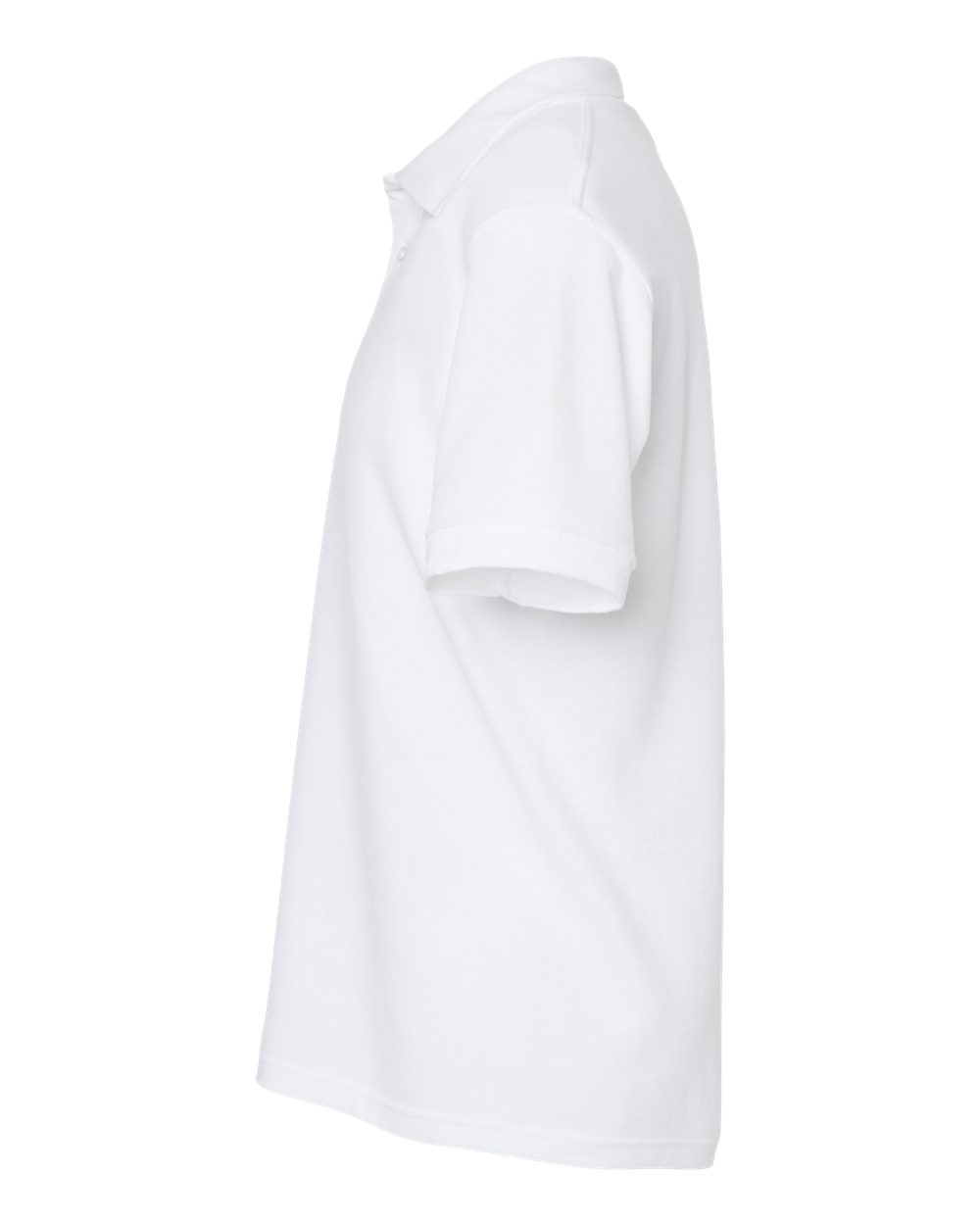 Left View of White 50/50 Sport Pique Polo - 400