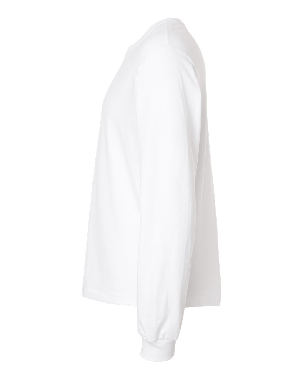 Left View of White 6 oz. Heavyweight Long Sleeve Tee - 3511